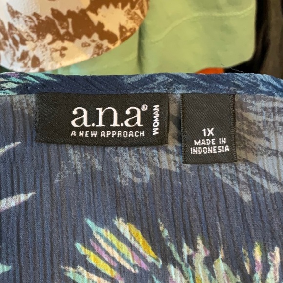 a.n.a Blue Sheer Blouse with Short Sleeves - Picture 6 of 8